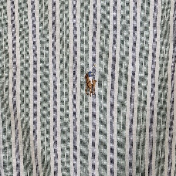 Ralph Lauren Men’s 17.5 34/35 Blue- Green Striped Classic Fit Long Sleeve Shirt - Picture 2 of 7